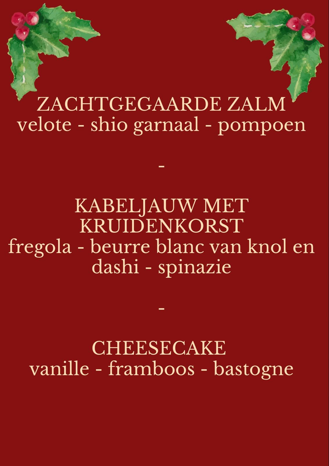 3 gangen menu "Vis"